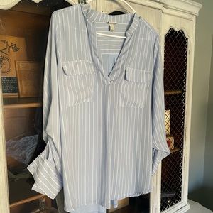 4/$20 A new day Blue and White Striped Blouse
